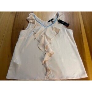 BCBG Paris Women’s Tank Top. Small. Sand Dune Color. Ruffle. V Neck. NWT